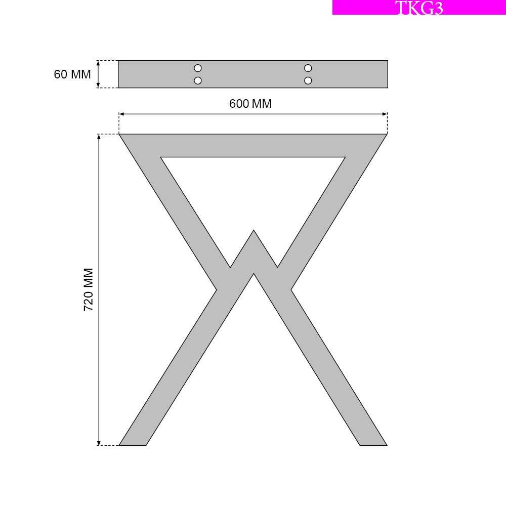 Stahl Tischkufen | TKG3 | 2er Set | Schwarz