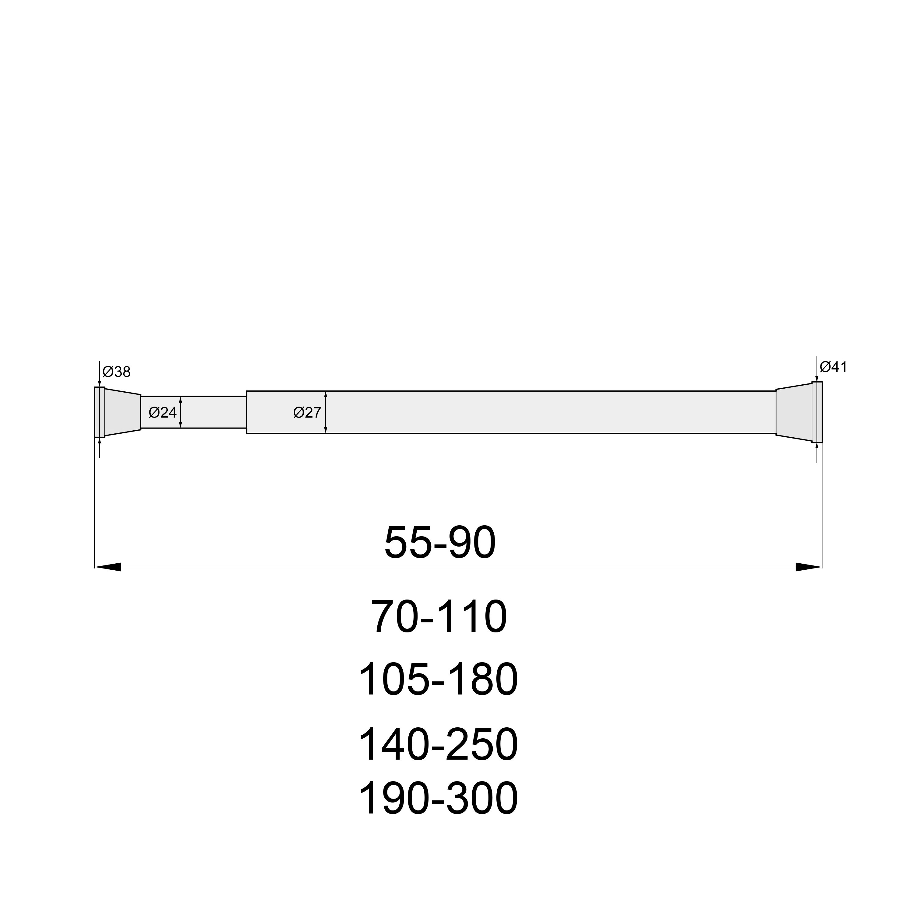 Aquabad® Hastaflex Teleskop Duschvorhangstange DVS1