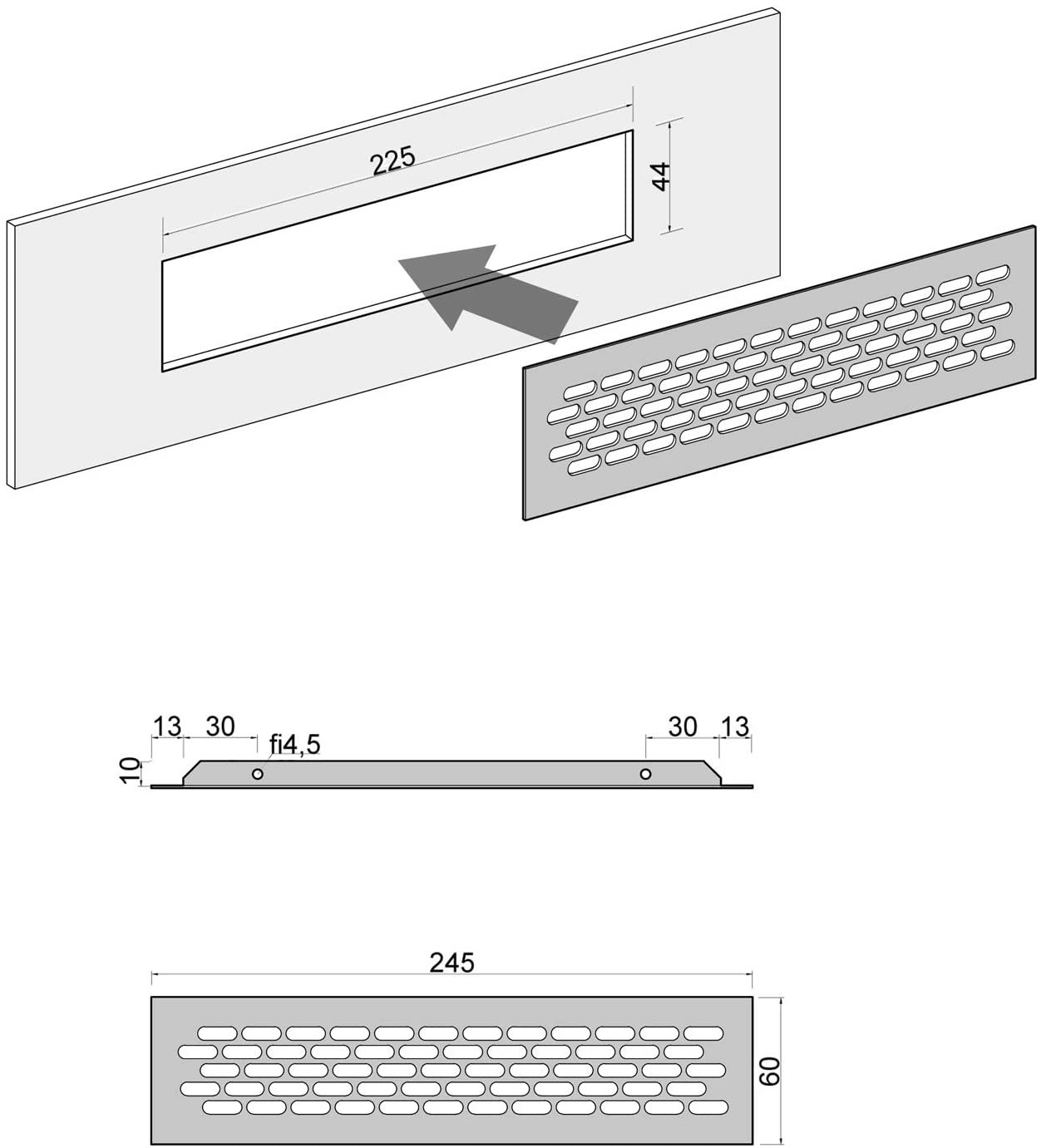 Aluminium Lüftungsgitter AGCR | Farbe: Aluminium eloxiert