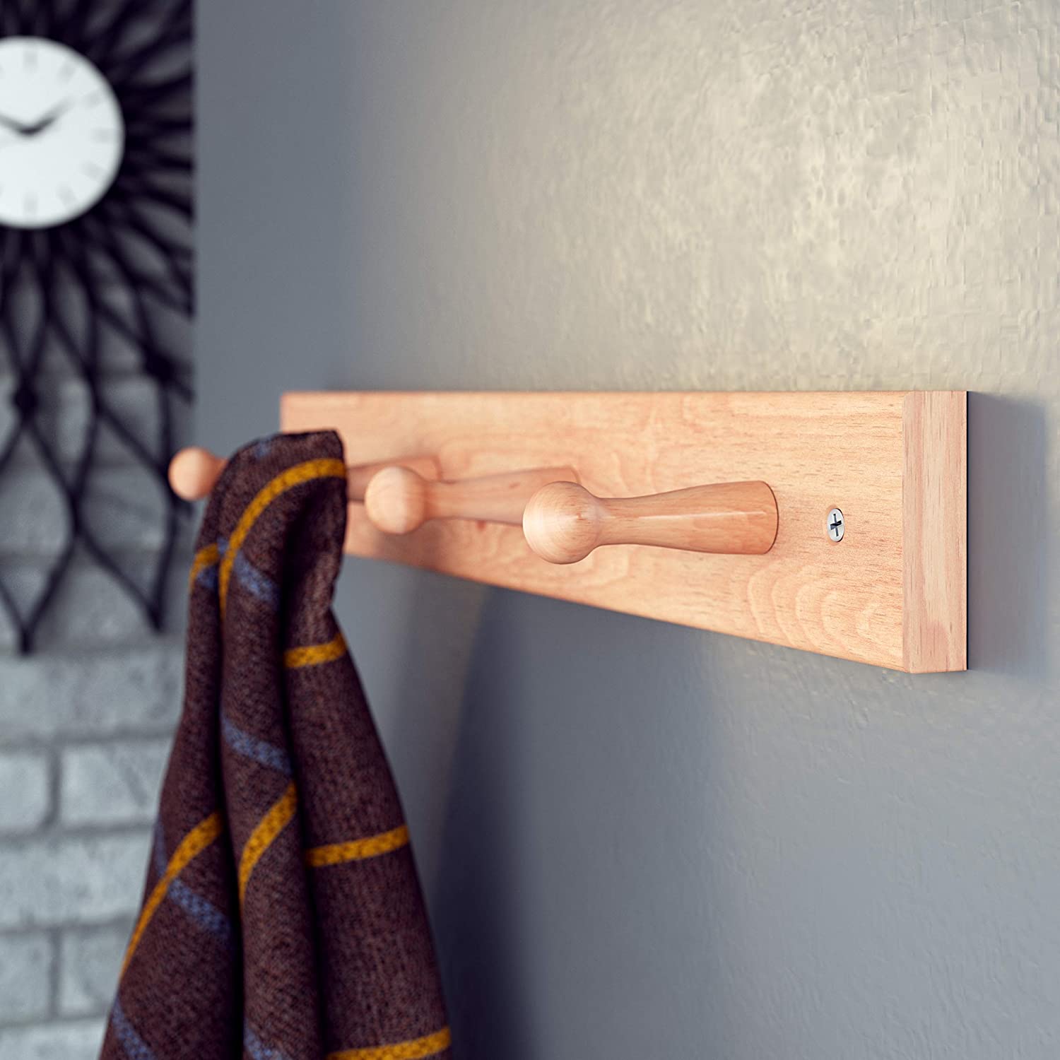 Wandgarderobe aus Holz | 2-4 Haken