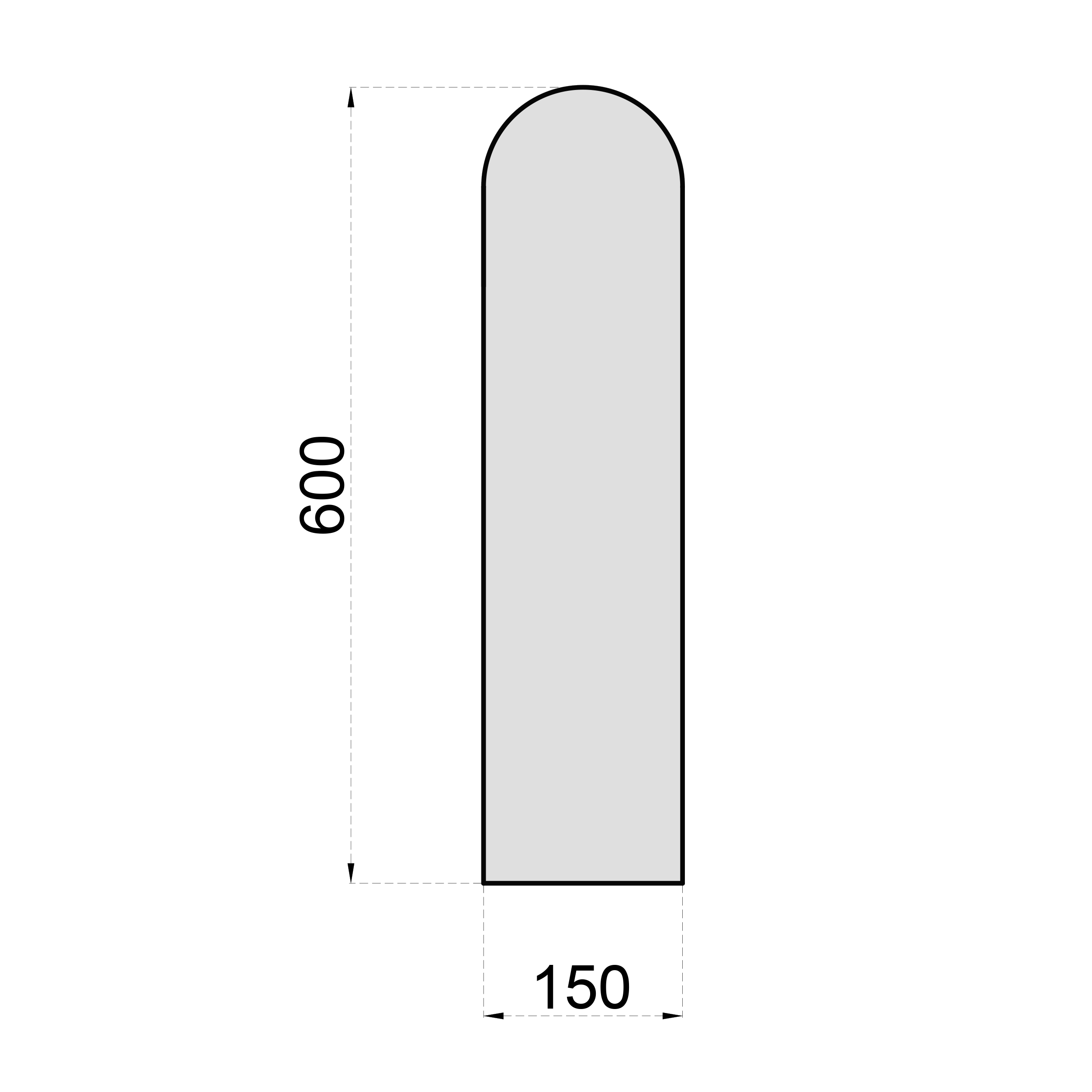Toppa Wandpaneel gepolstert, Halbkreis 15 x 60 cm