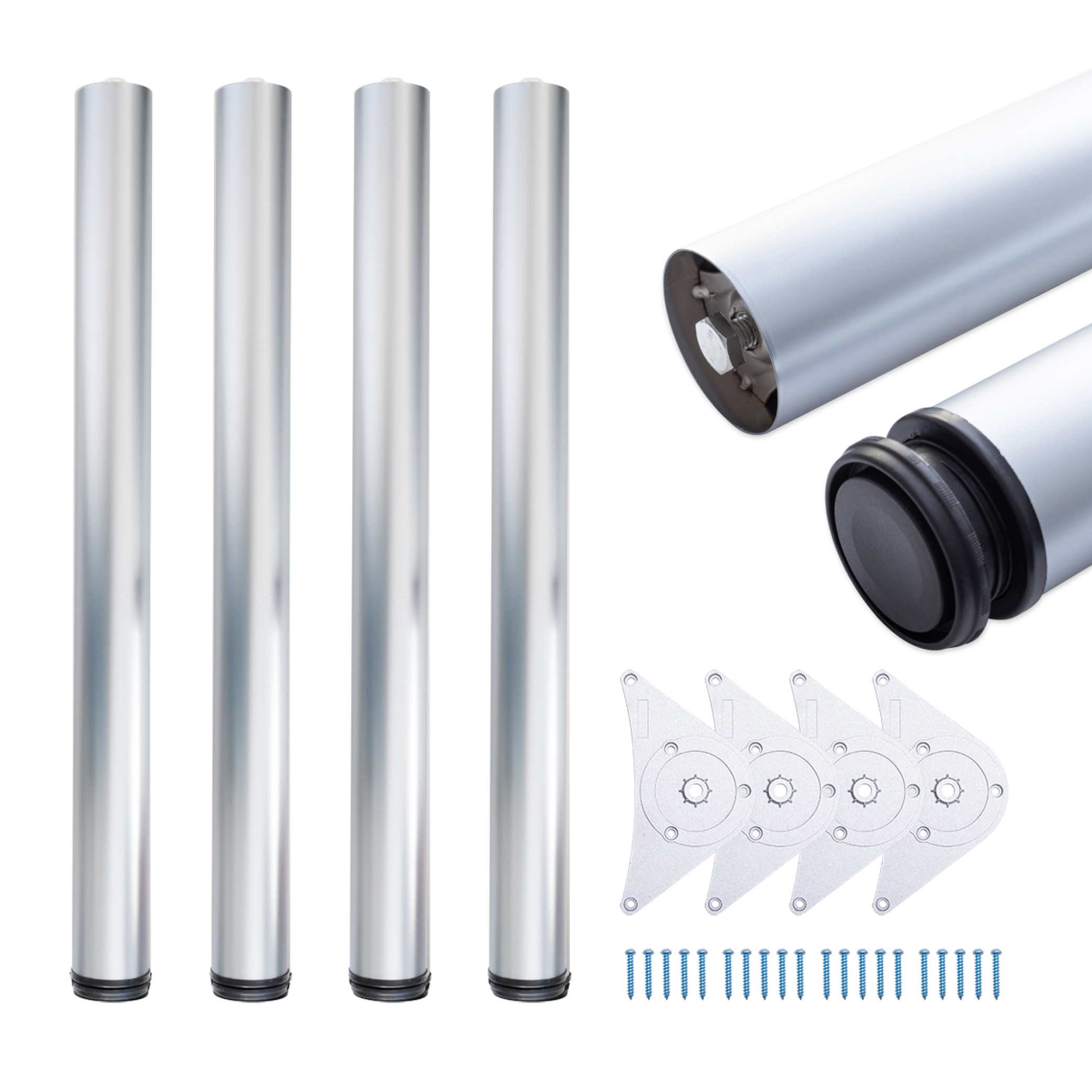 Tischbeine | TBAL | 4er Set | Farbe: Aluminium