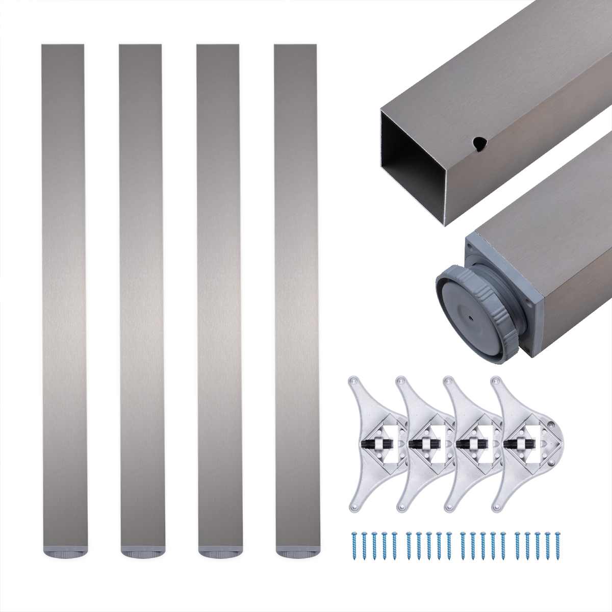 Tischbeine | TBEGS | 4er Set | Farbe: Edelstahl