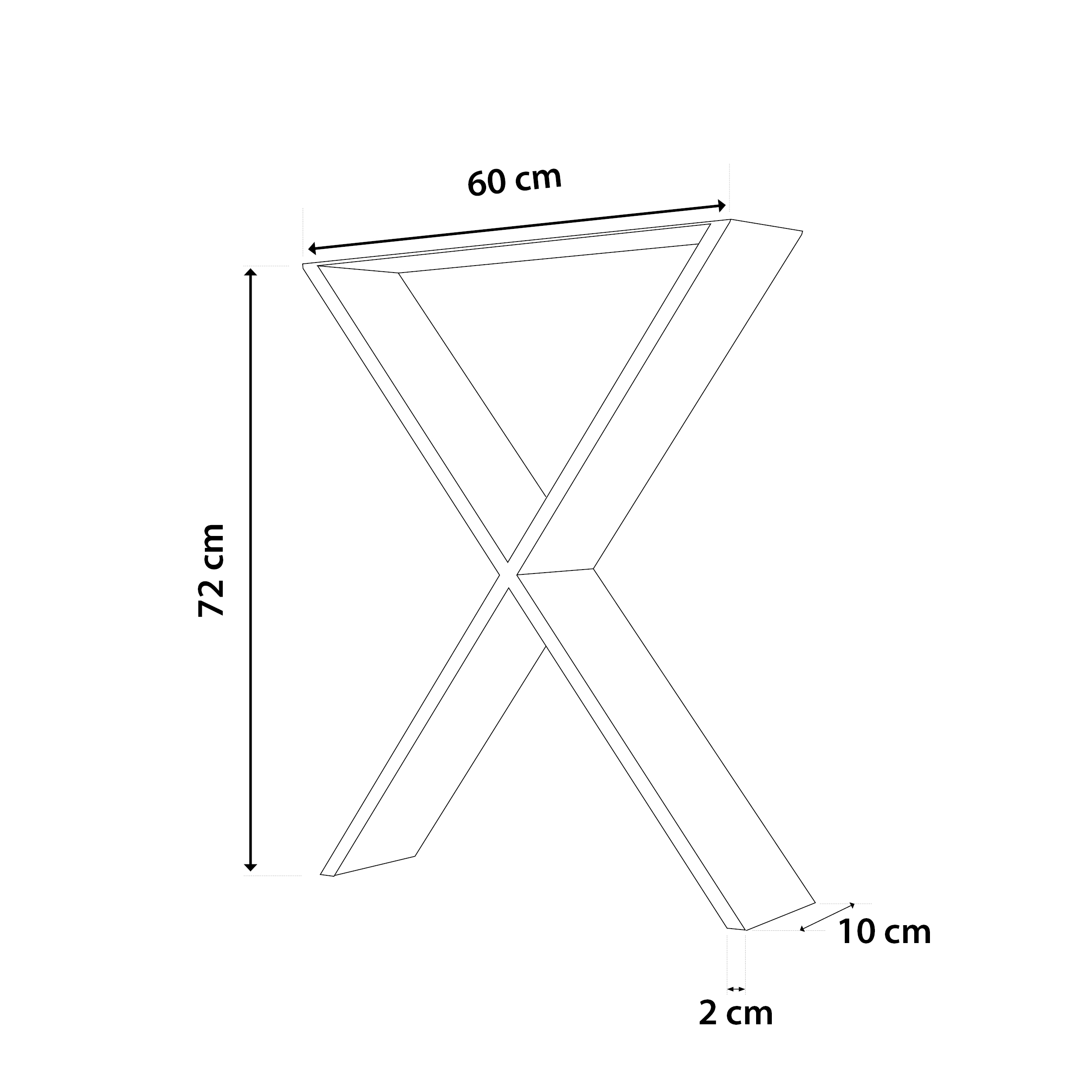 Stahl Tischkufen | TKX3 | 2er Set | Schwarz