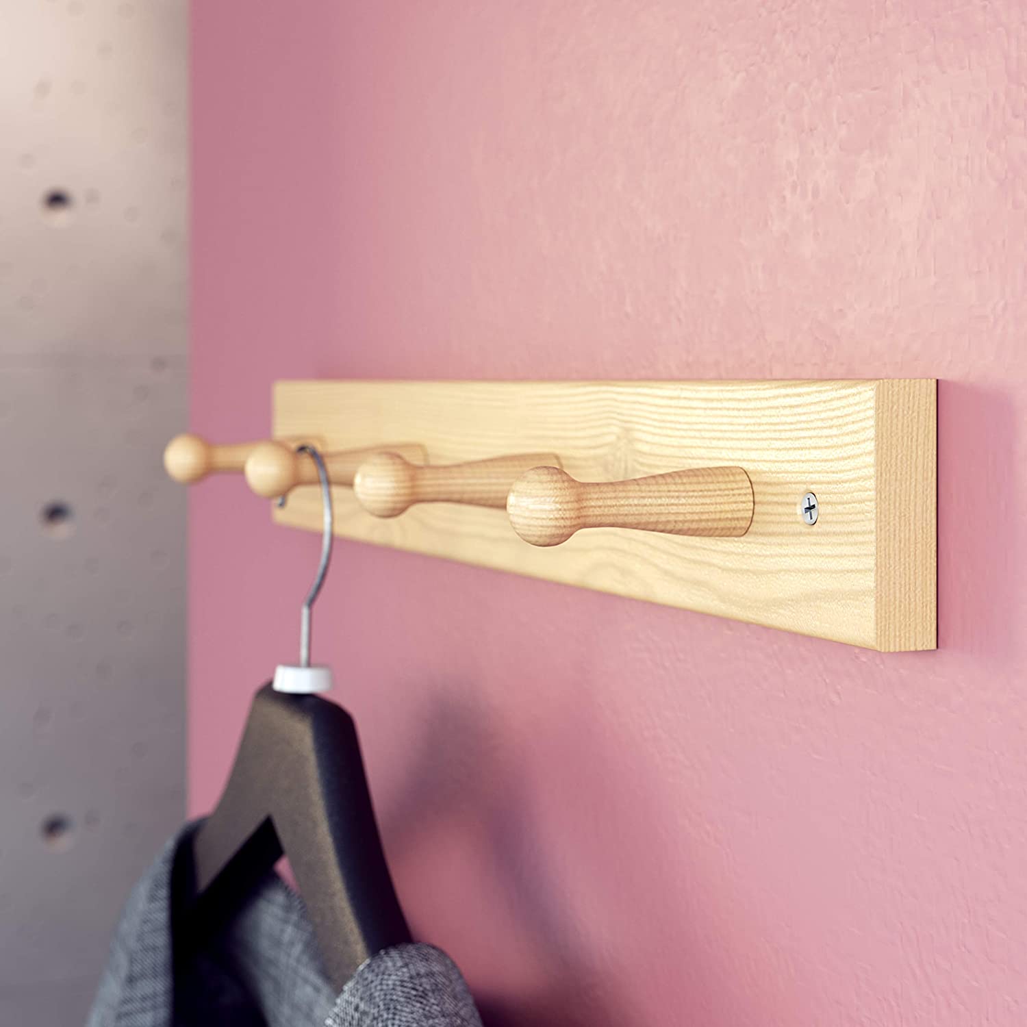 Wandgarderobe aus Holz | 2-4 Haken