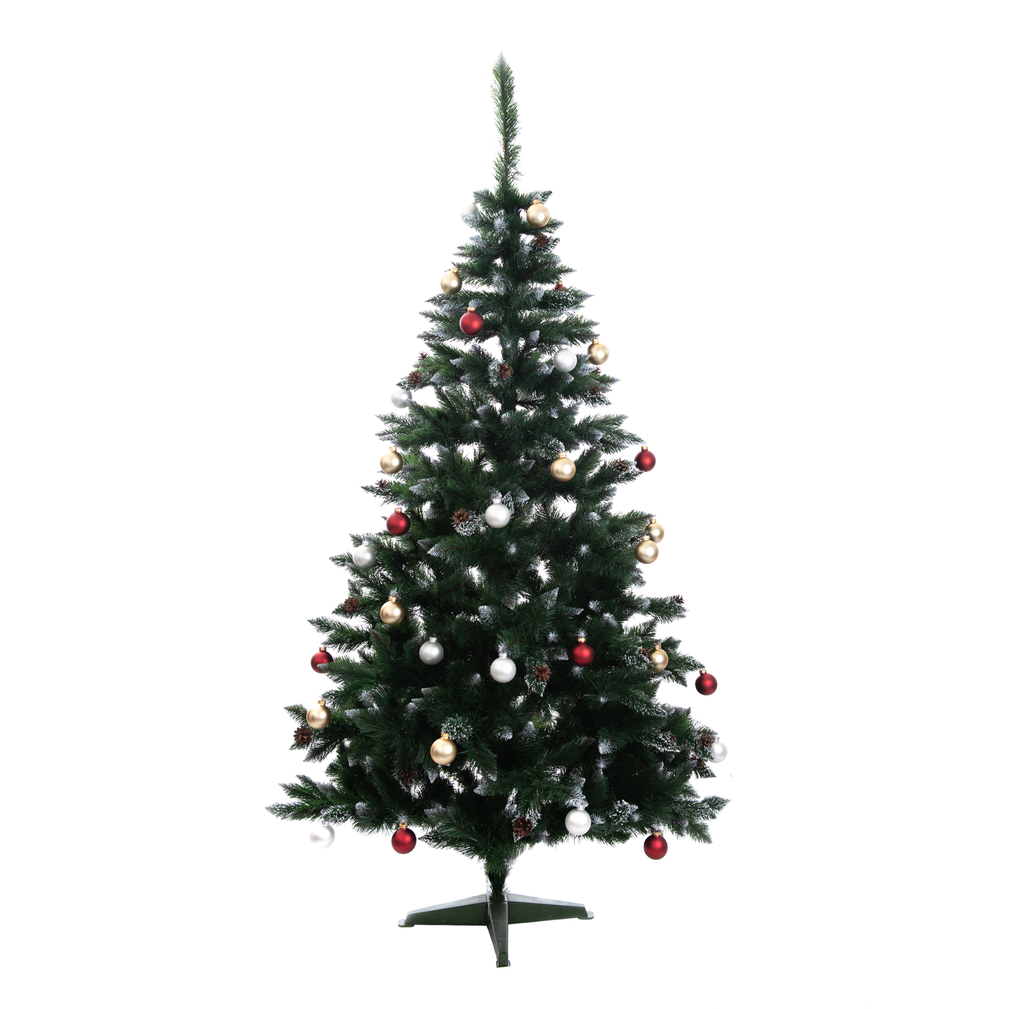 Weihnachtsbaum Bergamo - künstliche Kiefer grün gefrostet mit Brokat und Zapfen