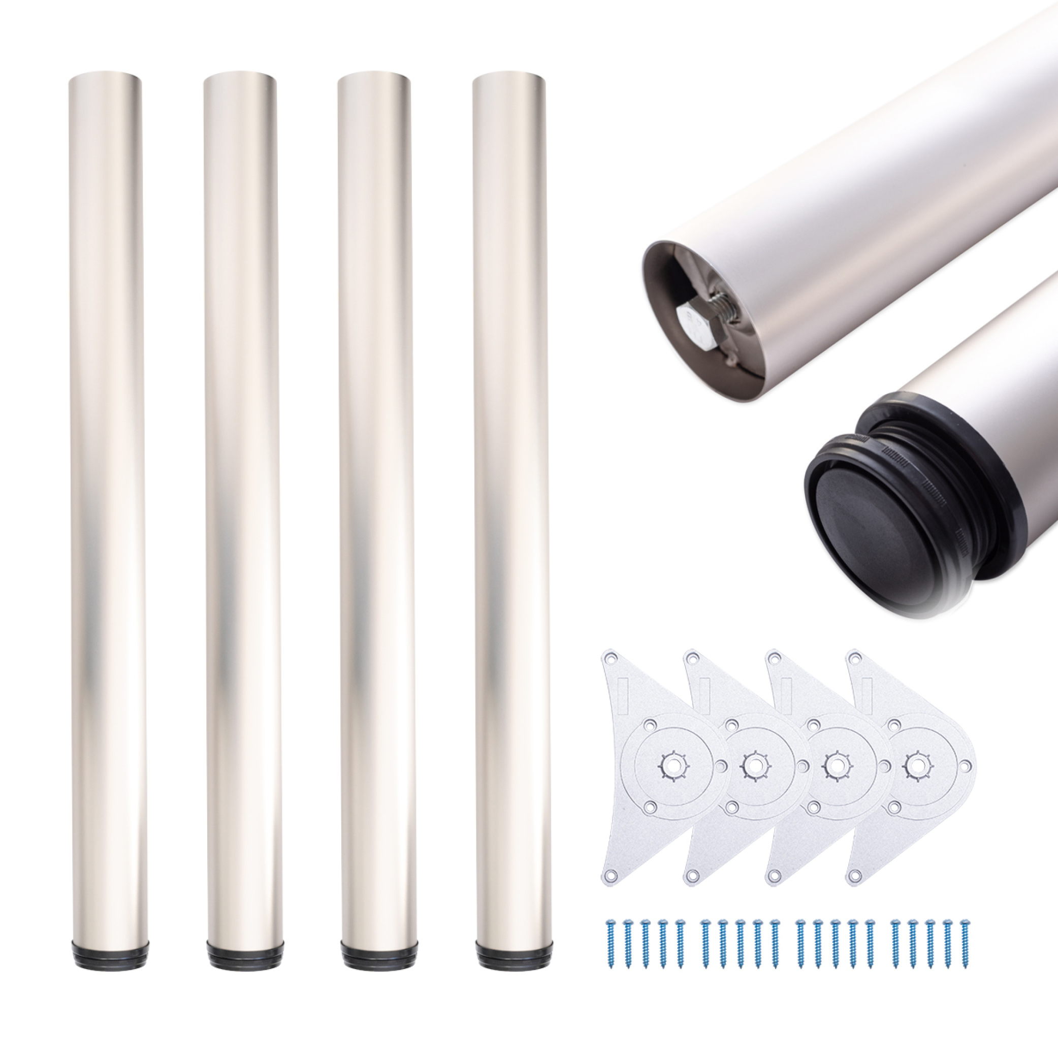 Tischbeine | TBS | 4er Set | Farbe: Edelstahl