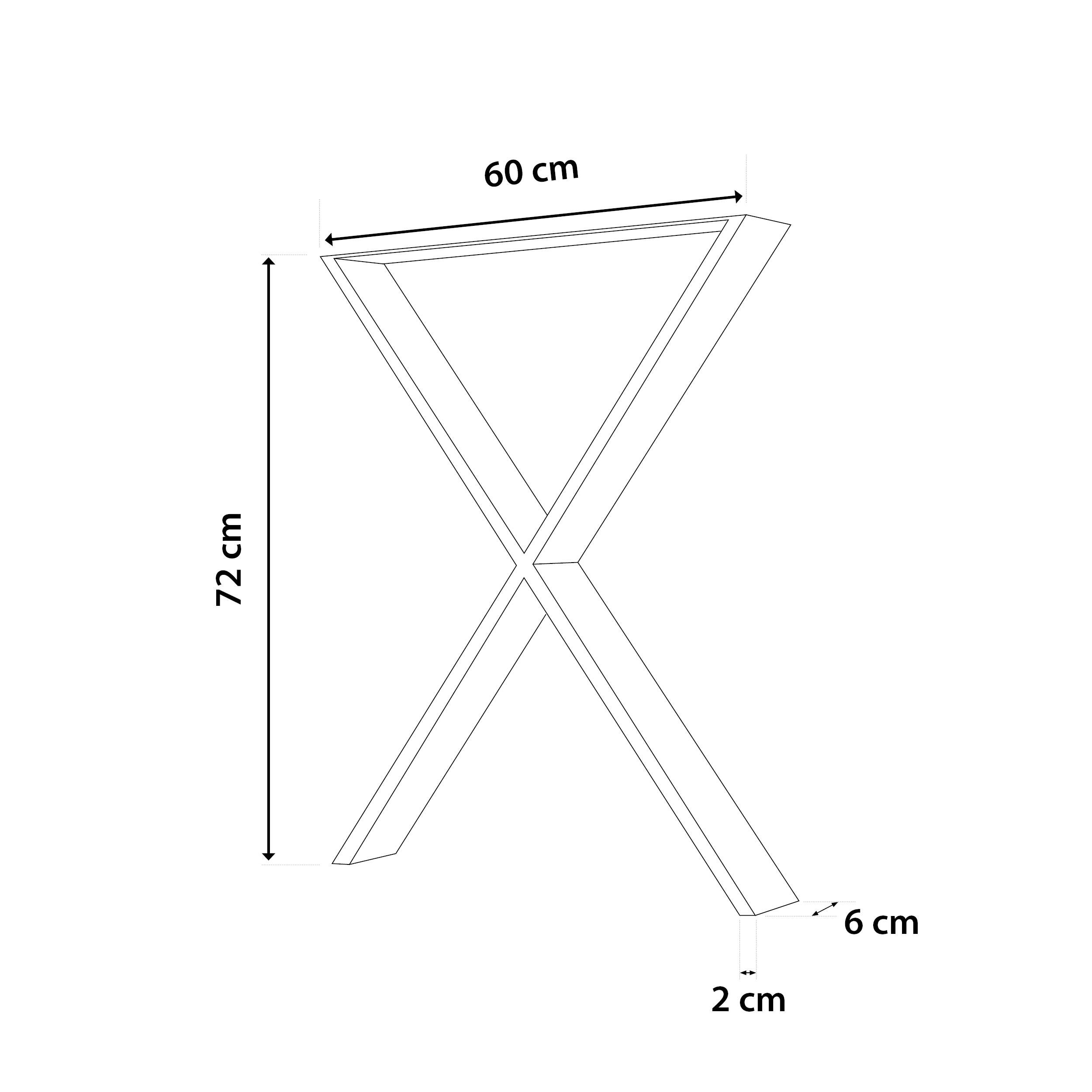 Stahl Tischkufen | TKX1 | 2er Set | Schwarz
