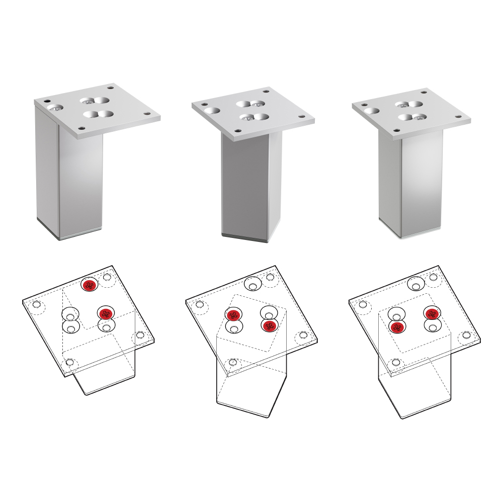 Möbelfüße | E4MF-N | 4er Set | Farbe: Aluminium