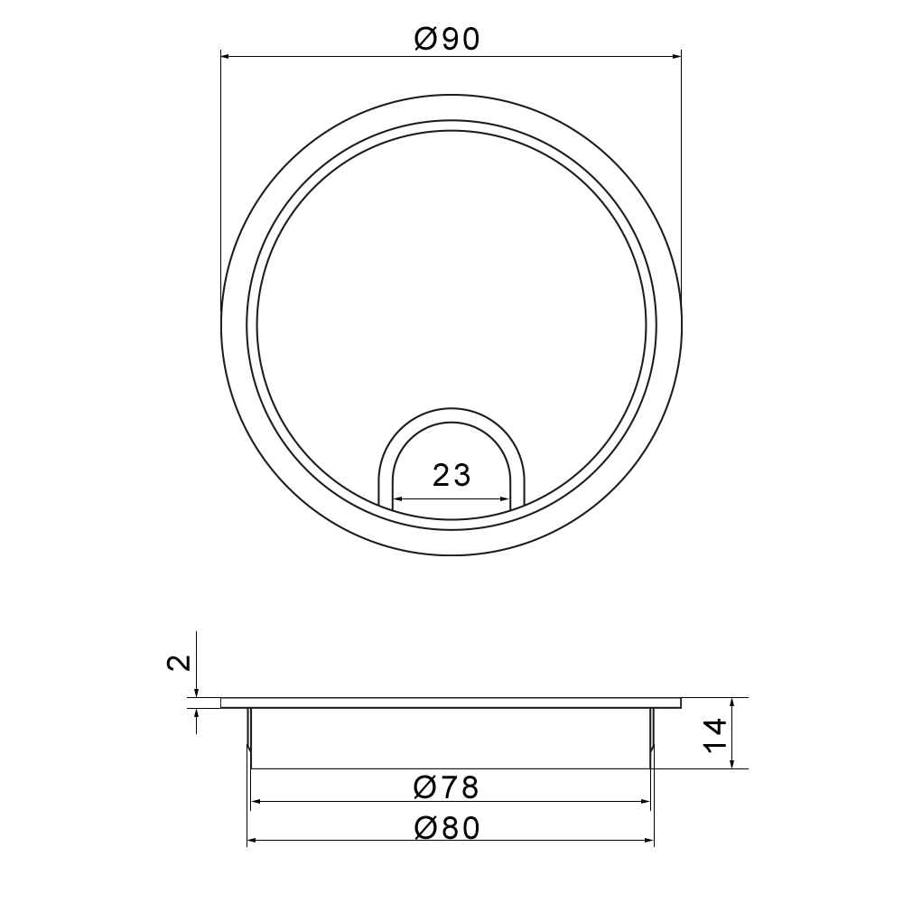2er Set Kabeldurchführung / Kabeldurchlass | Aluminium