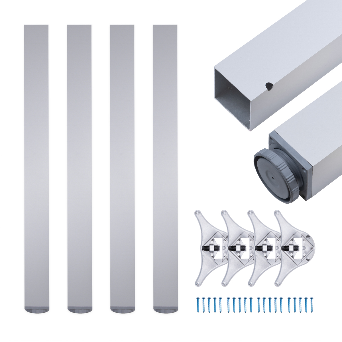 Tischbeine | TBEAL | 4er Set | Farbe: Aluminium