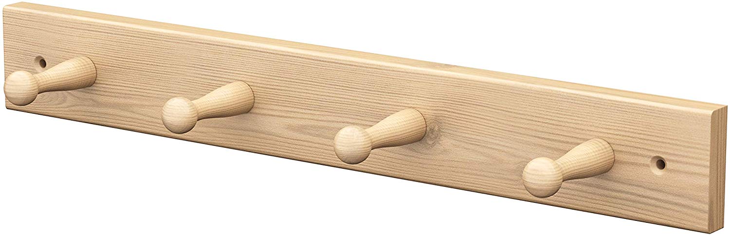 Wandgarderobe aus Holz | 2-4 Haken